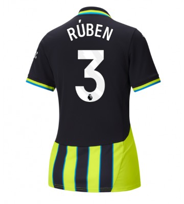 Manchester City Ruben Dias #3 Replika Udebanetrøje Dame 2024-25 Kortærmet